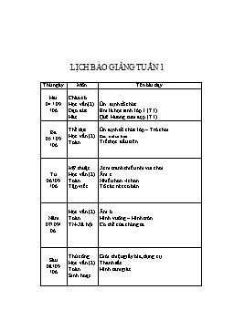 Giáo án dạy học Lớp 1 - Tuần 1 (Bản đẹp)