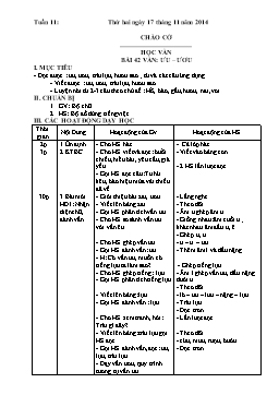 Giáo án dạy học Lớp 1 - Tuần 11