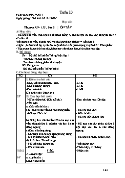 Giáo án dạy học Lớp 1 - Tuần 13