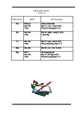 Giáo án dạy học Lớp 1 - Tuần 14