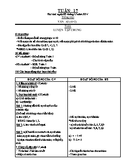 Giáo án dạy học Lớp 1 - Tuần 17 - Năm 2014