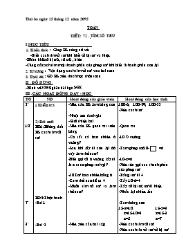 Giáo án dạy học Lớp 2 - Tiết 72: Tìm số trừ