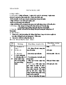 Giáo án dạy học Lớp 2 - Tiết 76: Ngày, giờ