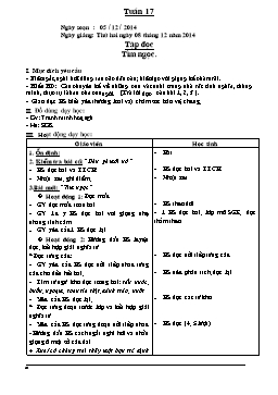 Giáo án dạy học Lớp 2 - Tuần 17 - Năm học 2014-2015