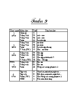 Giáo án dạy học Lớp 2 - Tuần 9