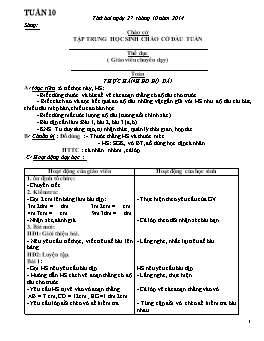 Giáo án dạy học Lớp 3 - Tuần 10 - Năm 2014