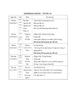 Giáo án dạy học Lớp 3 - Tuần 11 - Năm học 2013-2014