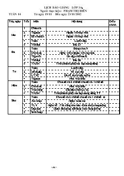 Giáo án dạy học Lớp 3 - Tuần 14 - Phạm Thị Hiên