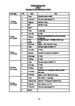 Giáo án dạy học Lớp 3 - Tuần 19 - Năm học 2014-2015