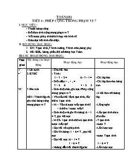 Giáo án điện tử Lớp 1 - Tiết 4: Phép cộng trong phạm vi 7