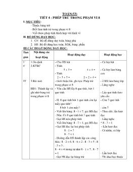 Giáo án điện tử Lớp 1 - Tiết 4: Phép trừ trong phạm vi 8