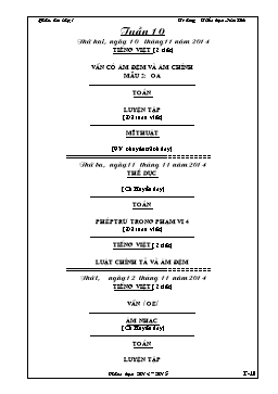 Giáo án điện tử Lớp 1 - Tuần 10 - Năm học 2014-2015