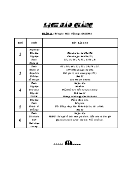 Giáo án điện tử Lớp 2 - Tuần 14 (Chuẩn kiến thức)