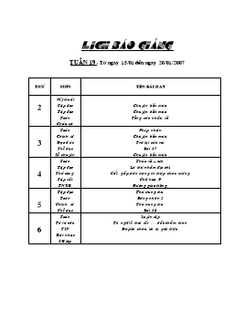 Giáo án điện tử Lớp 2 - Tuần 19 (Chuẩn kiến thức)