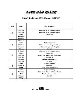 Giáo án điện tử Lớp 2 - Tuần 21 (Chuẩn kiến thức)