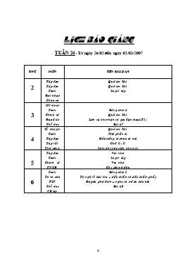 Giáo án điện tử Lớp 2 - Tuần 24 (Chuẩn kiến thức)