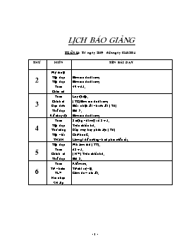 Giáo án điện tử Lớp 2 - Tuần 4 (Chuẩn kiến thức)