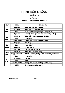 Giáo án điện tử Lớp 3 - Tuần 13 - Năm học 2014-2015