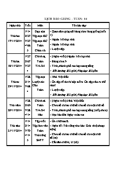 Giáo án điện tử Lớp 3 - Tuần 14 - Năm 2014