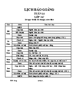 Giáo án điện tử Lớp 3 - Tuần 14 - Năm học 2014-2015