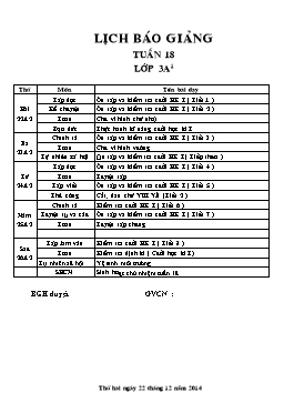 Giáo án điện tử Lớp 3 - Tuần 18 - Năm học 2014-2015