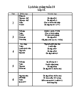 Giáo án điện tử Lớp 3 - Tuần 18