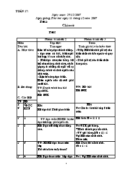 Giáo án điện tử Lớp ghép 2+3 - Tuần 17