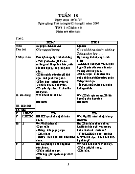 Giáo án điện tử Lớp ghép 3+4 - Tuần 10