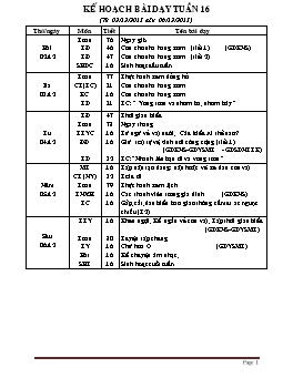 Giáo án giảng dạy Lớp 2 - Tuần 16