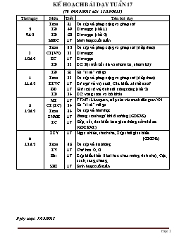 Giáo án giảng dạy Lớp 2 - Tuần 17