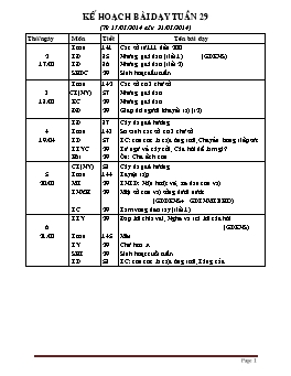 Giáo án giảng dạy Lớp 2 - Tuần 29