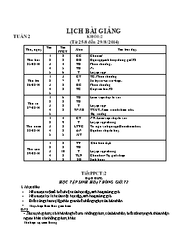 Giáo án giảng dạy Lớp 2 - Tuần 2