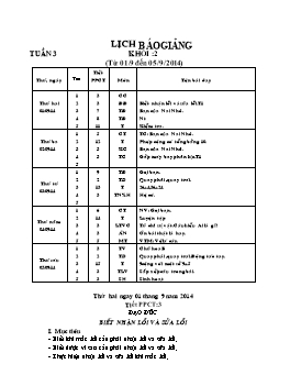 Giáo án giảng dạy Lớp 2 - Tuần 3