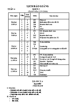 Giáo án giảng dạy Lớp 2 - Tuần 4