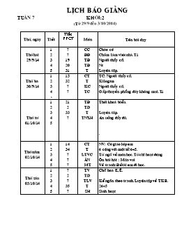 Giáo án giảng dạy Lớp 2 - Tuần 7