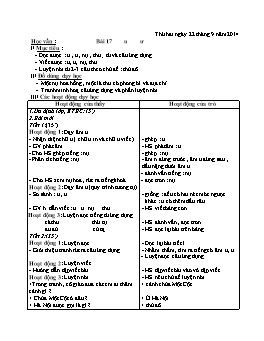 Giáo án Học vần Lớp 1 - Bài 17: u ư