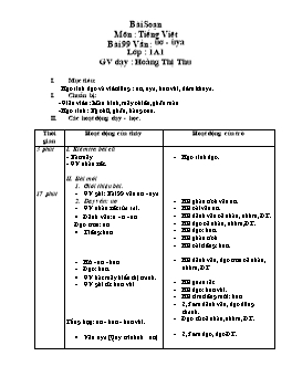 Giáo án Học vần Lớp 1 - Bài 99: uơ-uya - Hoàng Thị Thu