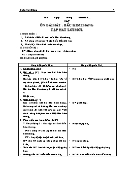 Giáo án môn Âm nhạc Lớp 2 - Bài 31: Ôn bài hát: Bắc kim thang. Tập hát lời mới - Đoàn Nam Giang