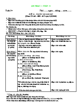 Giáo án môn Âm nhạc Lớp 2 - Tuần 34, Tiết 34: Ôn tập các bài hát