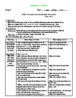 Giáo án môn Âm nhạc Lớp 2 - Tuần 9, Tiết 9: Học hát bài: Chúc mừng sinh nhật