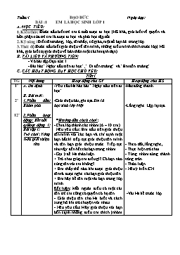 Giáo án môn Đạo đức Lớp 1 (Bản đầy đủ)