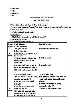 Giáo án môn Khoa học Lớp 5 - Học kì 1 - Nguyễn Trường Vinh