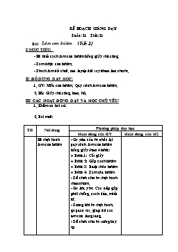 Giáo án môn Thủ công Lớp 2 - Tuần 31, Tiết 31: Làm con bướm (Tiết 2)