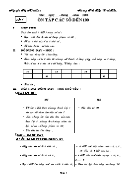 Giáo án môn Toán Lớp 2 - Học kì 1 - Nguyễn Thị Kim Lan (Phần 1)