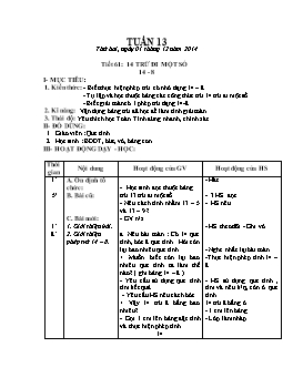 Giáo án môn Toán Lớp 2 - Tiết 61: 14 trừ đi một số 14-8