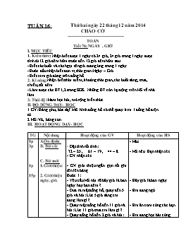 Giáo án môn Toán Lớp 2 - Tiết 76: Ngày, giờ - Năm học 2014-2015