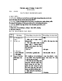 Giáo án môn Toán Lớp 2 - Tiết 79: Thực hành xem lịch