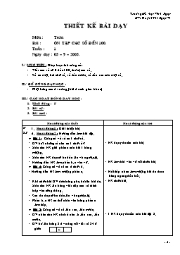 Giáo án môn Toán Lớp 2 - Tuần 1 - Bài: Ôn tập các số đến 100 - Huỳnh Thị Ngọc Vi