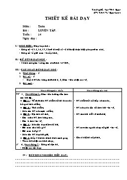 Giáo án môn Toán Lớp 2 - Tuần 14 - Bài: Luyện tập 2 - Trịnh Vũ Ngọc Loan