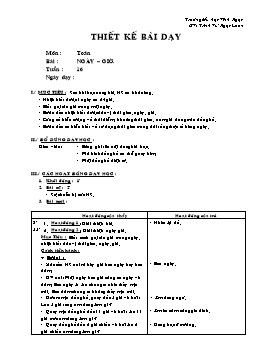 Giáo án môn Toán Lớp 2 - Tuần 16 - Bài: Ngày-giờ - Trịnh Vũ Ngọc Loan